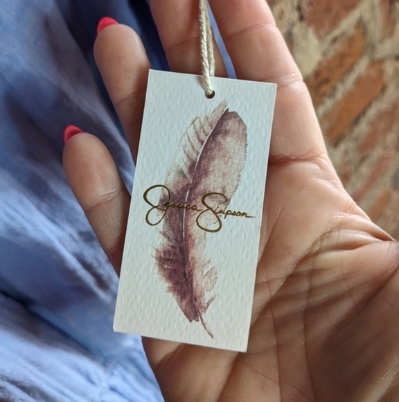 NWT Jessica Simpson Large Blue‎ Off the Shoulder Open Back Summer Dress - Picture 4 of 9